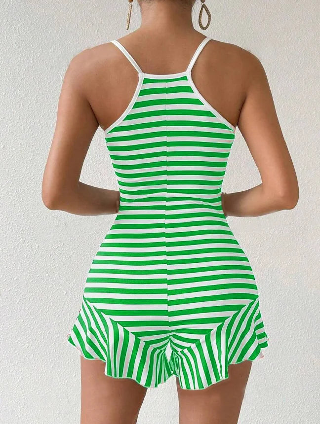 Elegant Slim Fit French Ruffle Edge Jumpsuit
