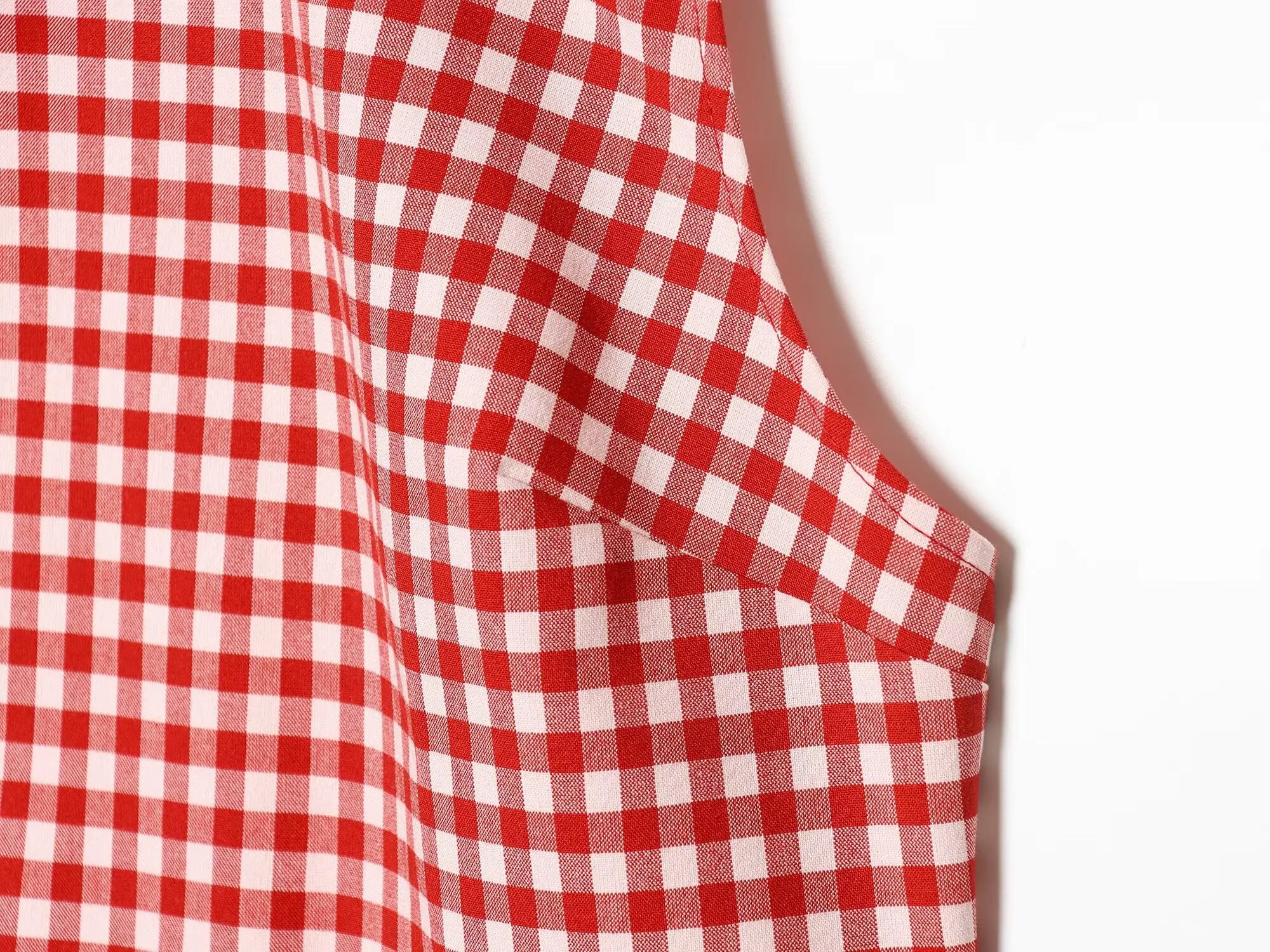 Vintage Red White Plaid 2-Piece Set Collar Zipper Sleeveless Vest+Side Slim Pant