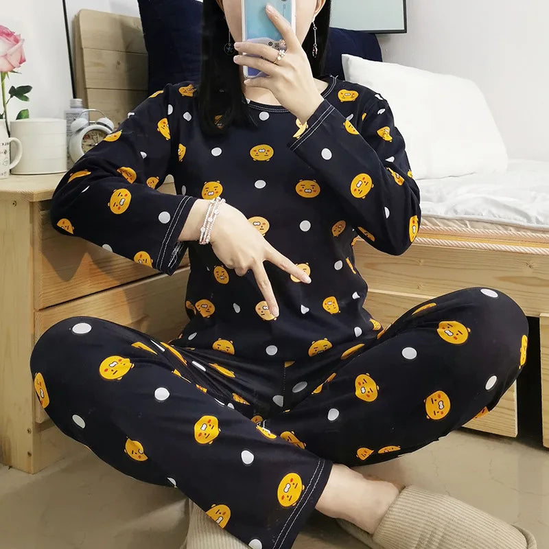 Ladies Variety of Styles Long-sleeved Long Pants Comfortable Pajamas