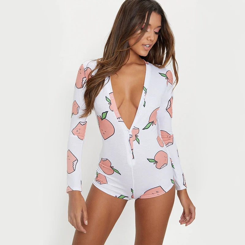 Long Sleeve Low Cut Bodycon Sleepwear