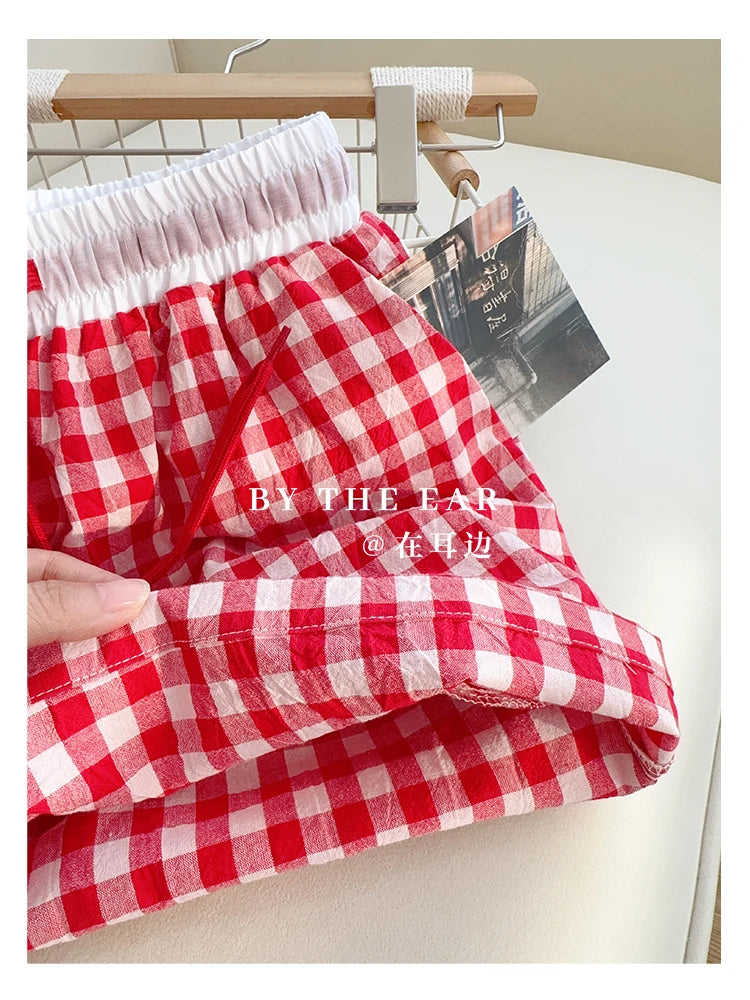 Cotton Flannel Wide Leg Leisure Pants Elastic Waist