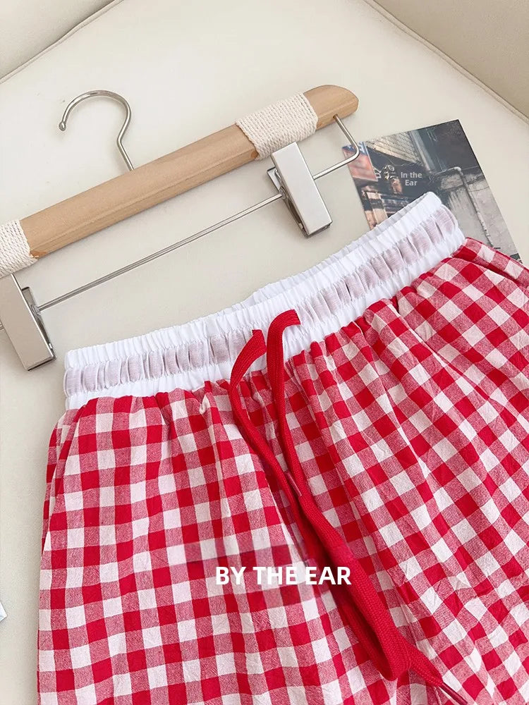 Cotton Flannel Wide Leg Leisure Pants Elastic Waist