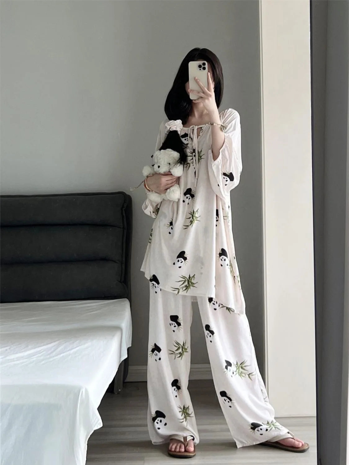 Warm Animal Print Cotton Lounge Set