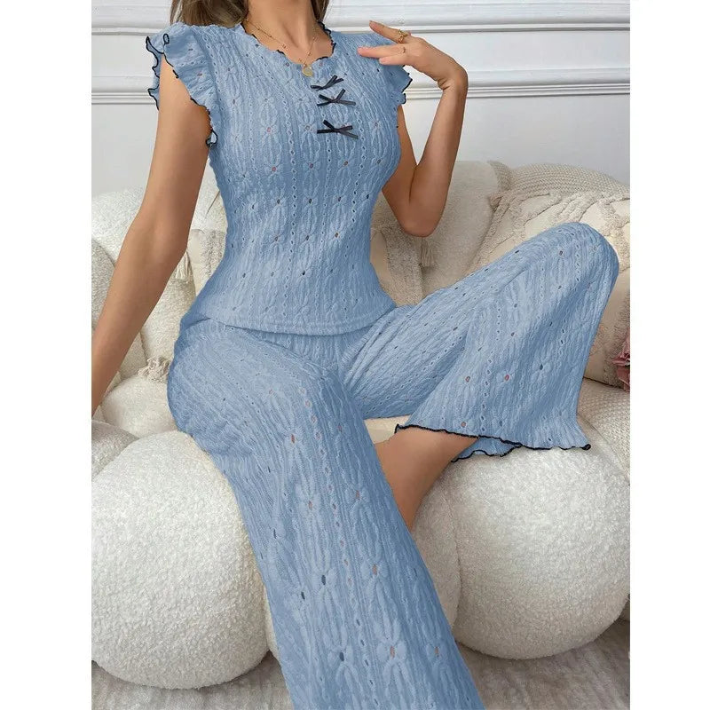 Cute High-end Lace Texture Pajama Set
