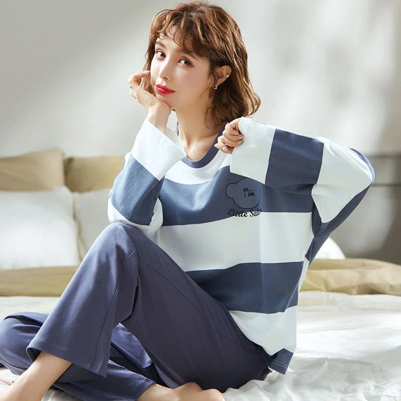 Two-Piece Long Sleeve Casual Ladies Loungewear Set