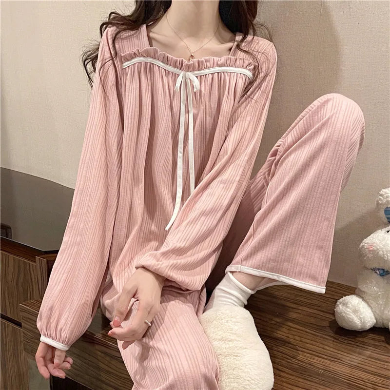 Sweet Leisure Long-Sleeved Long Trousers Pajamas Loose Set