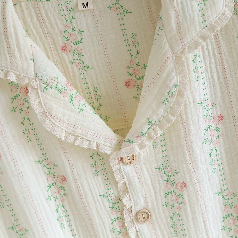 Ladies 100% Cotton Gauze Pajama Loungewear
