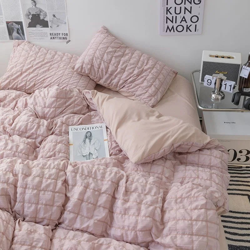 Solid Color Ruffles Lace  Kawaii Soft Sheet Duvet, Pillow & Quilt Cover
