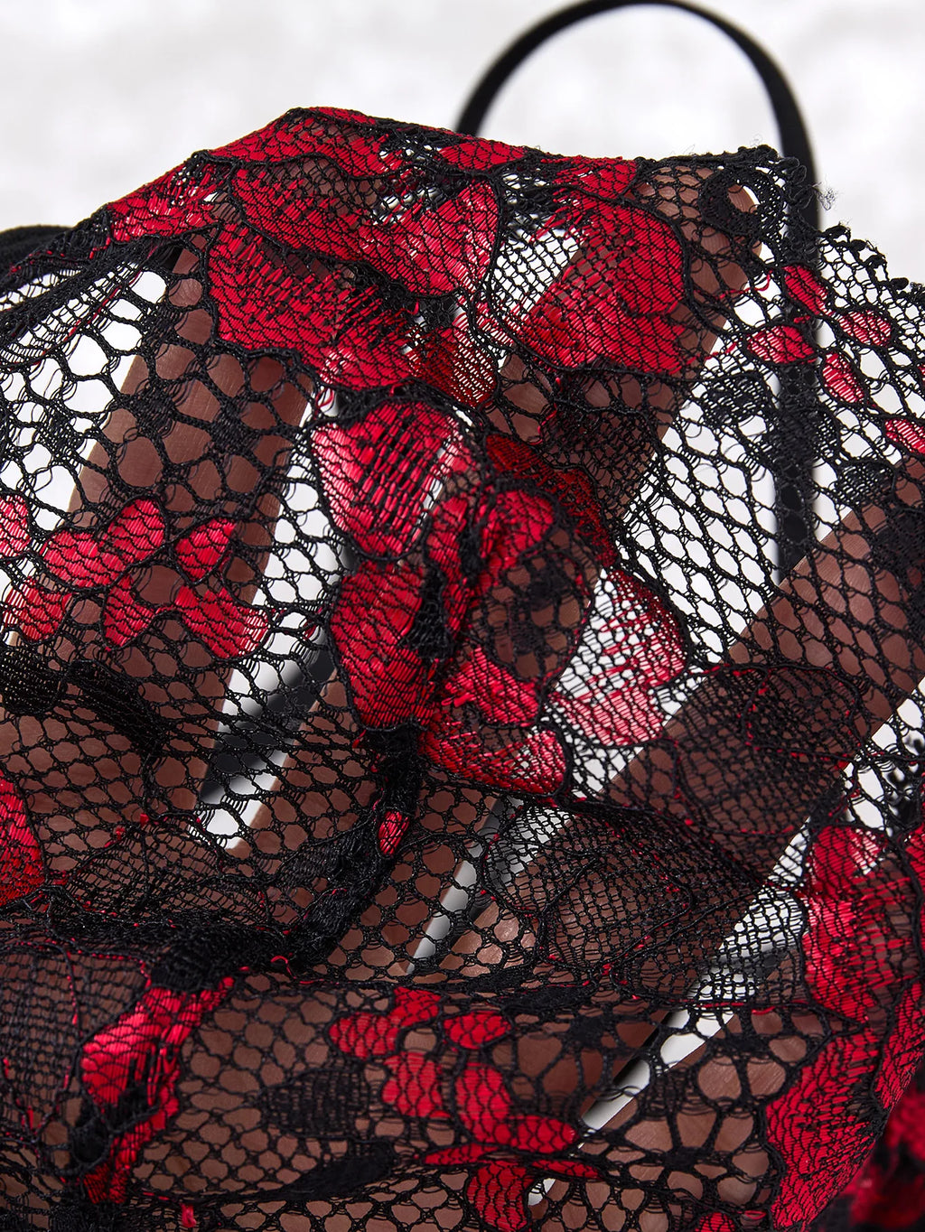Lady's Sexy Floral Pattern Lace Black Strapless Transparent Nightgown