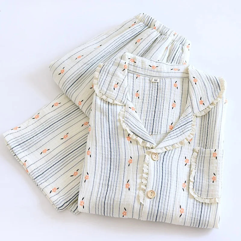 Ladies 100% Cotton Gauze Pajama Loungewear