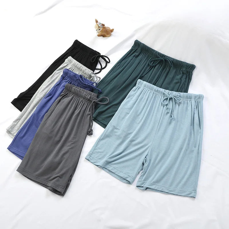 Loose Elastic Waist Solid Sleep Bottoms