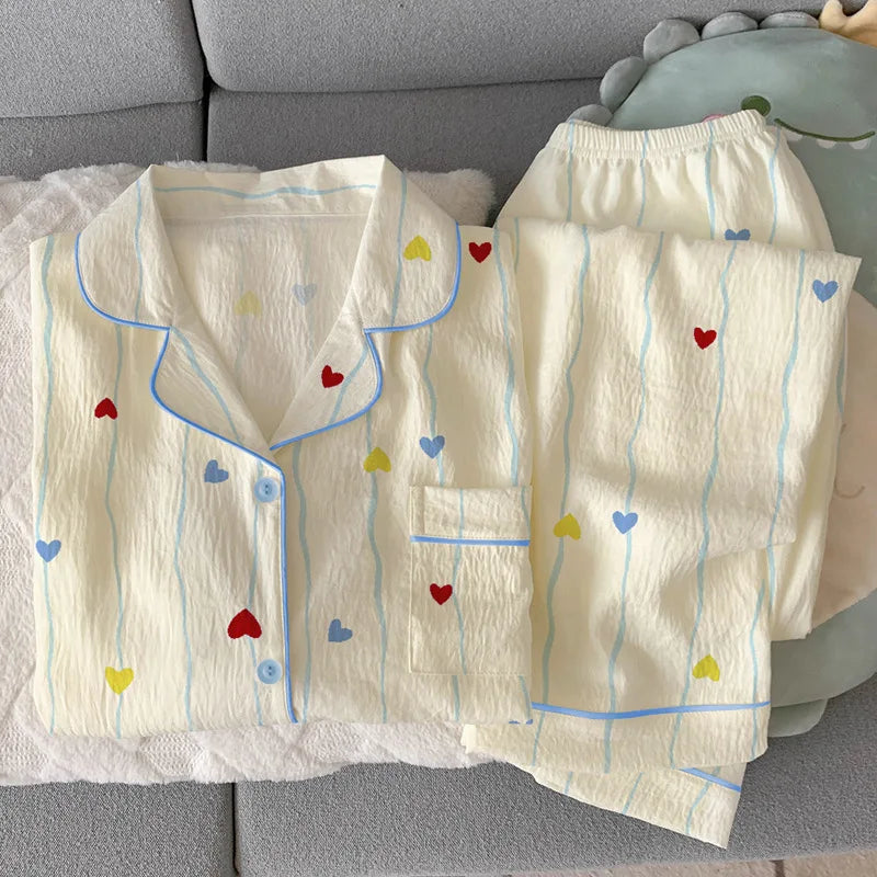 Cloud Cotton Short Sleeve and Long Pants Cozy and Comfortable Loungewear Set