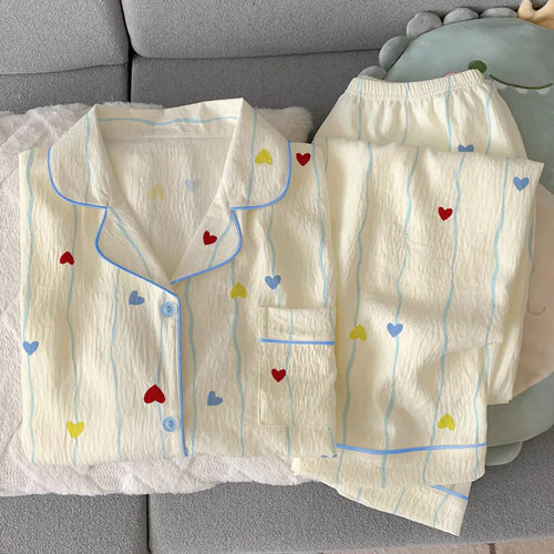 Cloud Cotton Short Sleeve and Long Pants Cozy and Comfortable Loungewear Set