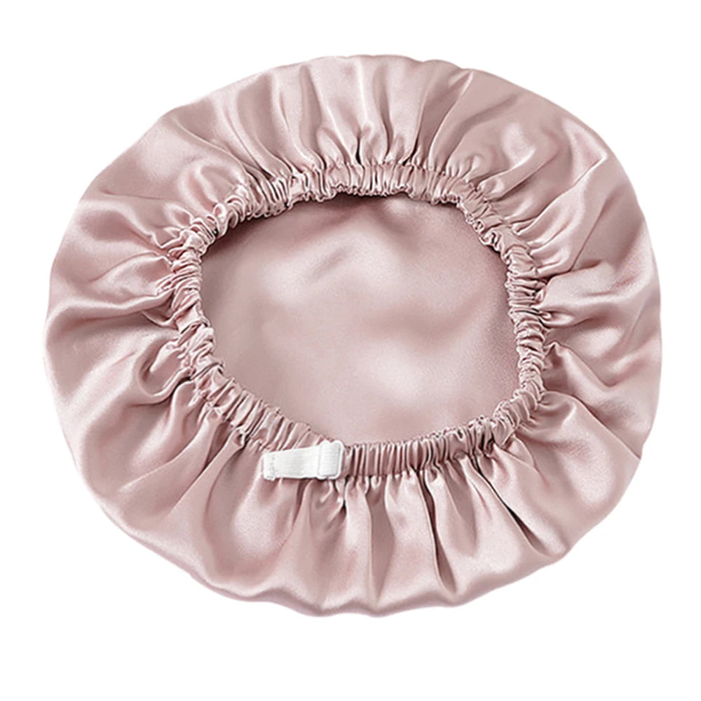 Pure 100% Mulberry Silk Bonnet Sleep Cap Adjustable Silk Night Cap Double Layer Hair Wrap Elastic Headwrap