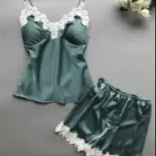 Deep V Waist Lace Shorts Loungewear Two-piece Set