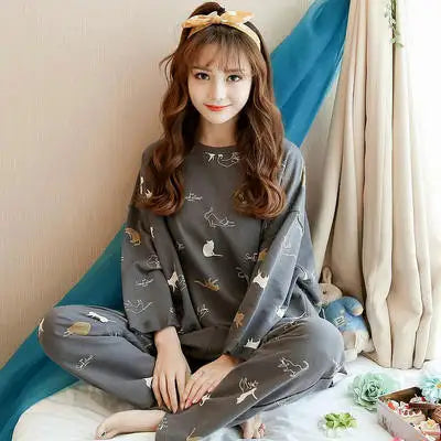 Ladies Variety of Styles Long-sleeved Long Pants Comfortable Pajamas