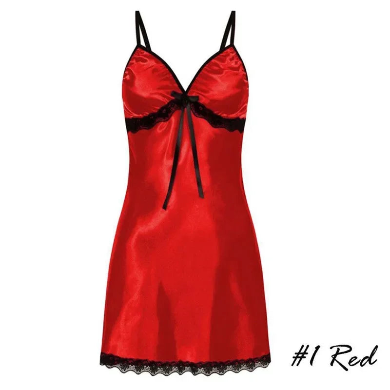 Sexy Silk Satin Nightwear Slip Dress Sleeveless