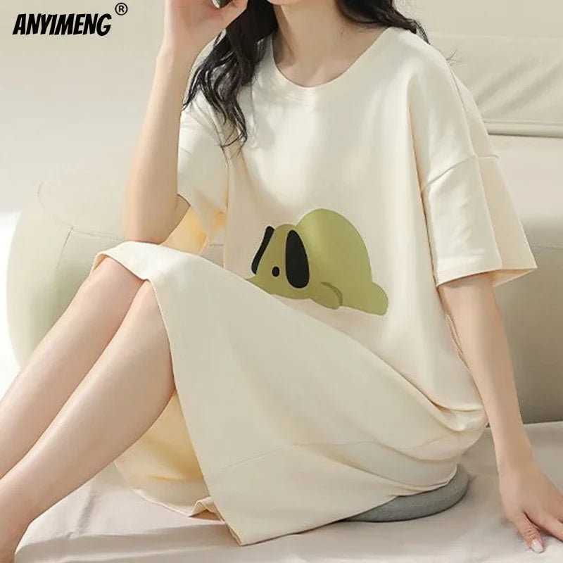 Summer Women Short Sleeves Sleep-shirt Casual Dress