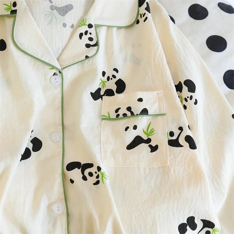 Cute Print Women's Pajamas Set Long Sleeve Tops and Pants Loungewear