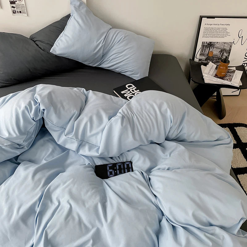 Simple Solid Color Bedding Set Soft Brushed Duvet Covers