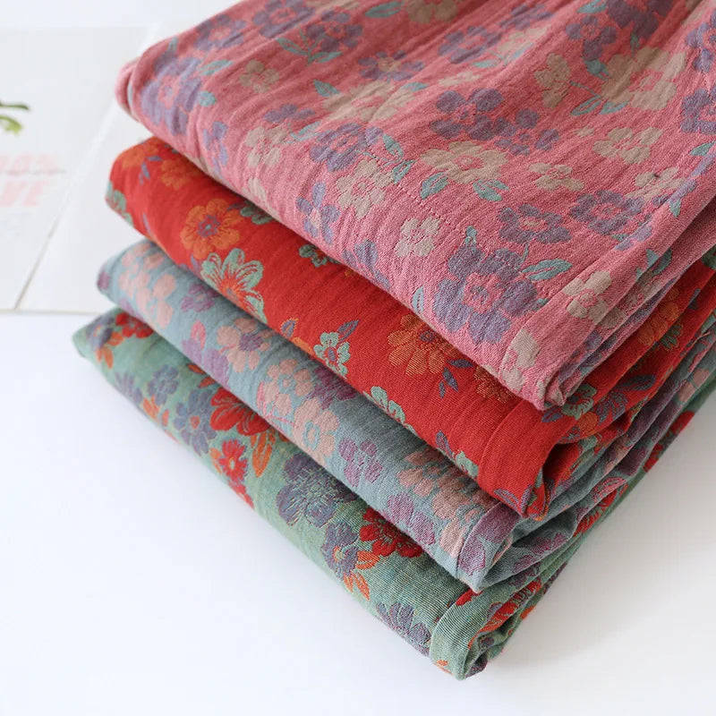 Jacquard Cute and Fresh Flower Pants 100% Cotton Loose Closing Home Pants