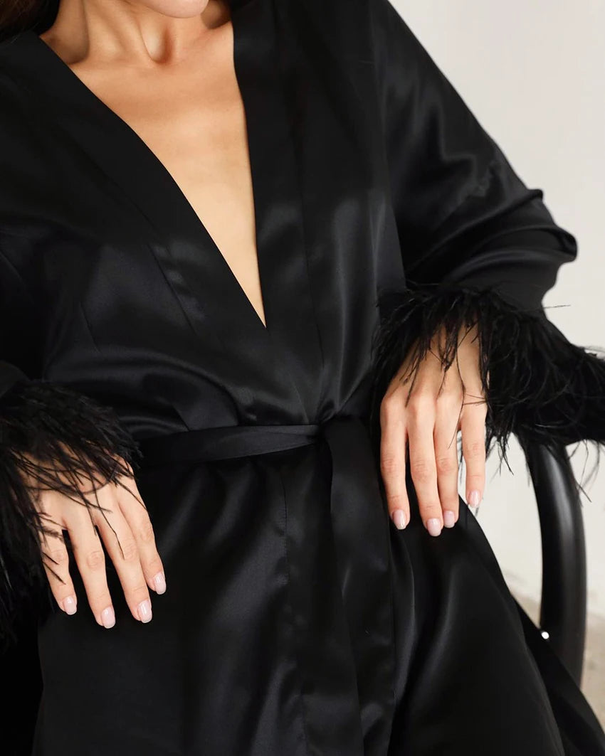 Satin Sexy Mini Long Sleeve Loose Dress