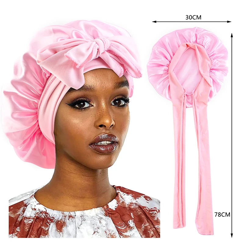 Wide Band Stretch Head Tie Silky Bonnet