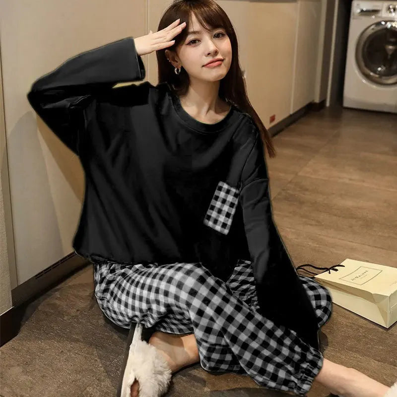 Two-Piece Long Sleeve Casual Ladies Loungewear Set