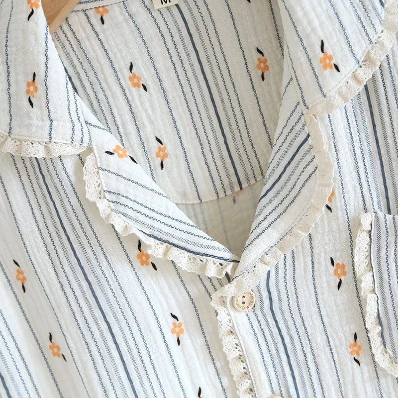 Ladies 100% Cotton Gauze Pajama Loungewear