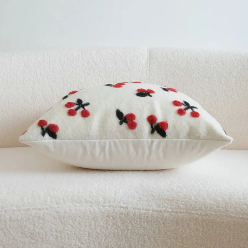Cherry Lamb Wool Cushion Cover