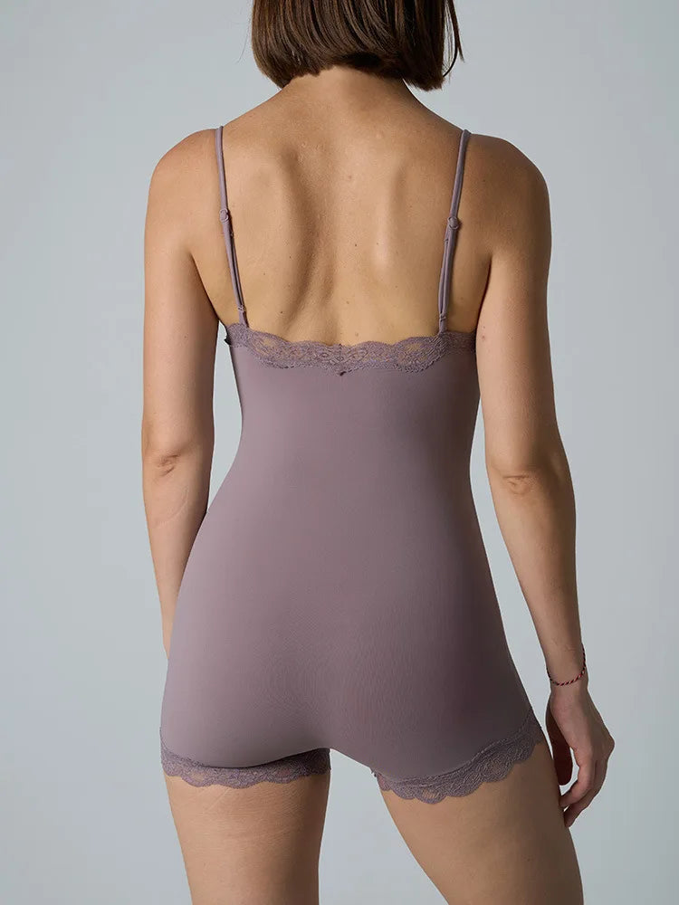 Sexy Lace Patchwork Camisole Square Neck Spaghetti Strap Onesie