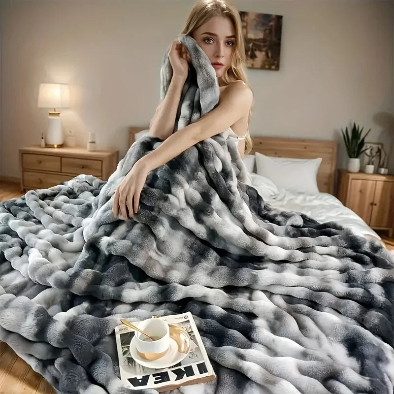 Cozy Faux Rabbit Soft Warm Fleece Blanket