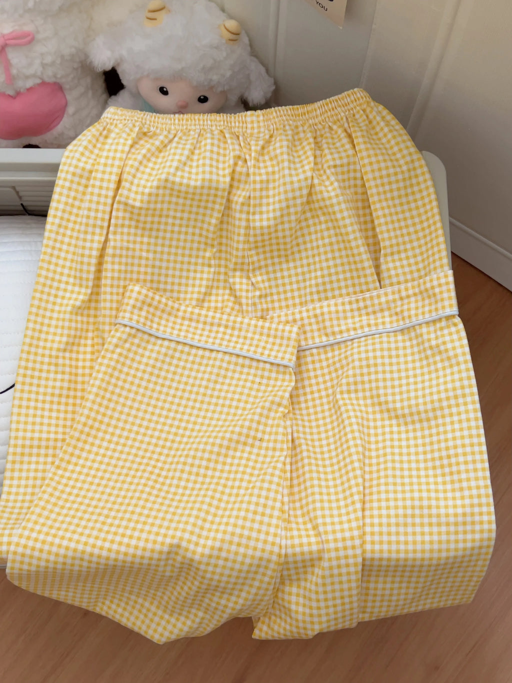 Rilakkuma Yellow Plaid Cute Long-sleeves & Trousers