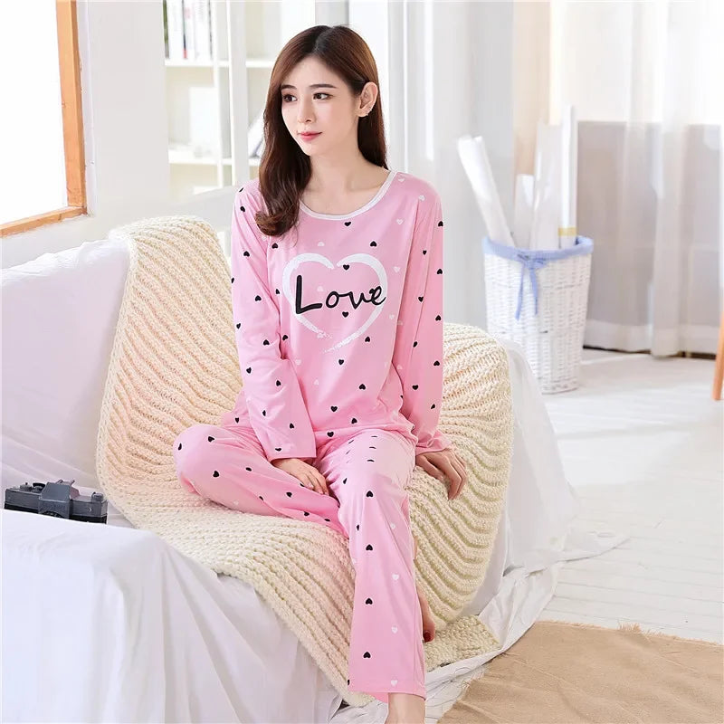 Round Neck Long Sleeve Pajamas