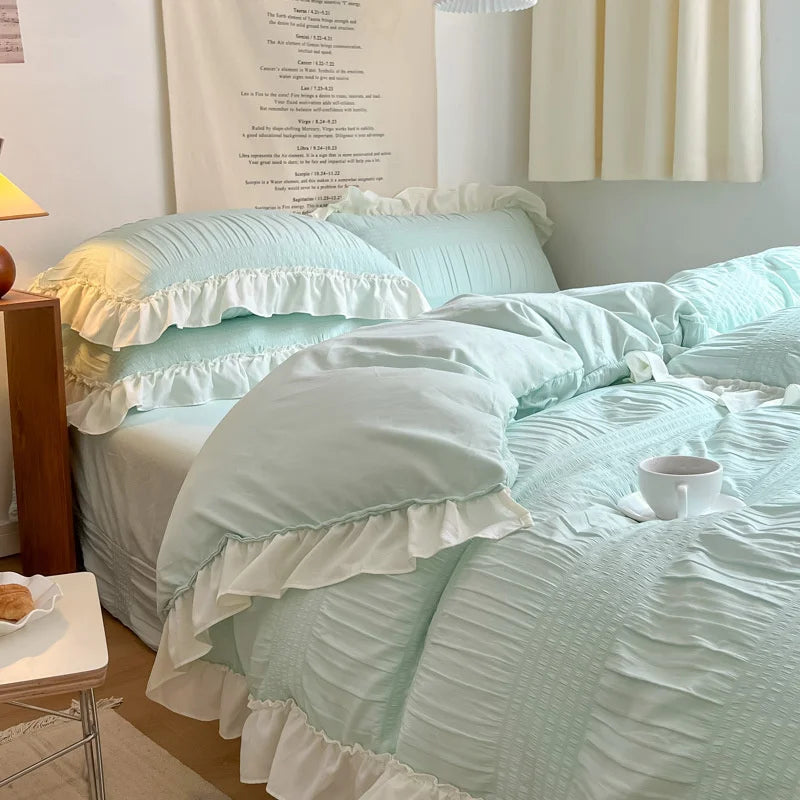 Lace Bed Sheet Quilt Solid Duvet Cover