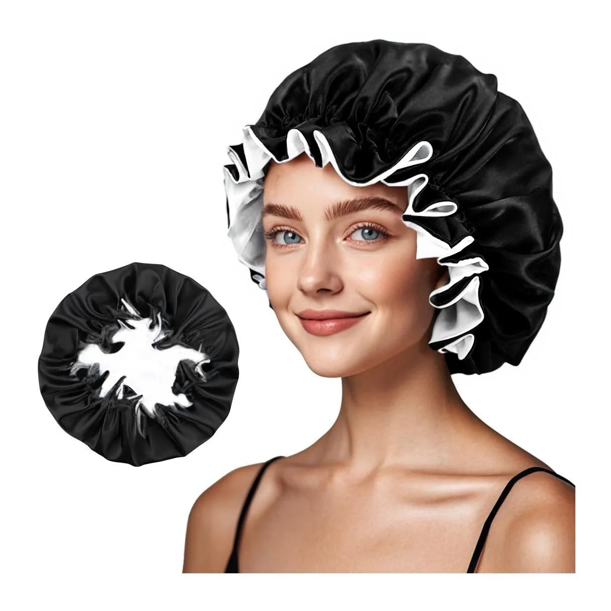 Double Layer Reversible Two Tone Satin Hat Silk Bonnet for Sleeping