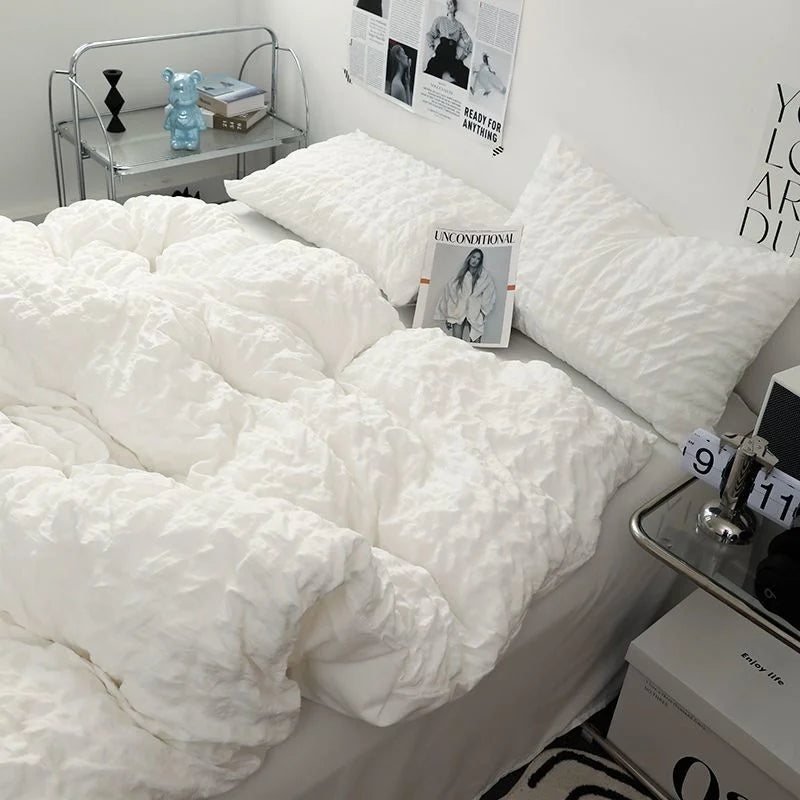 Solid Color Ruffles Lace  Kawaii Soft Sheet Duvet, Pillow & Quilt Cover