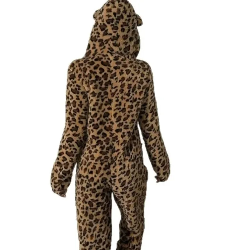 Leopard & Brown Patterned Fleece One-Piece
