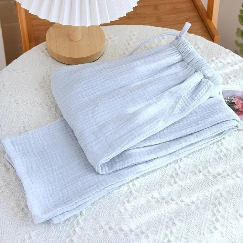 Pajamas Pants 100% Cotton Loose Casual Straight Trousers Sleep Pants