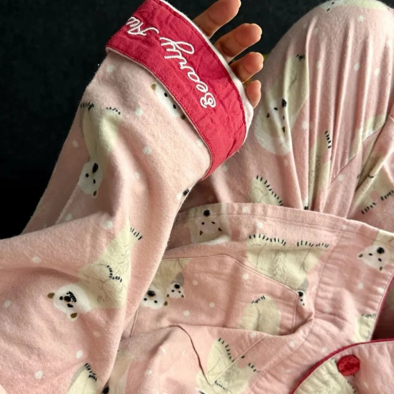 Women's Pajamas Set Cute Cartoon Print Sleepwear Top&pants Two-piece Soft Cotton Femme Nightwear