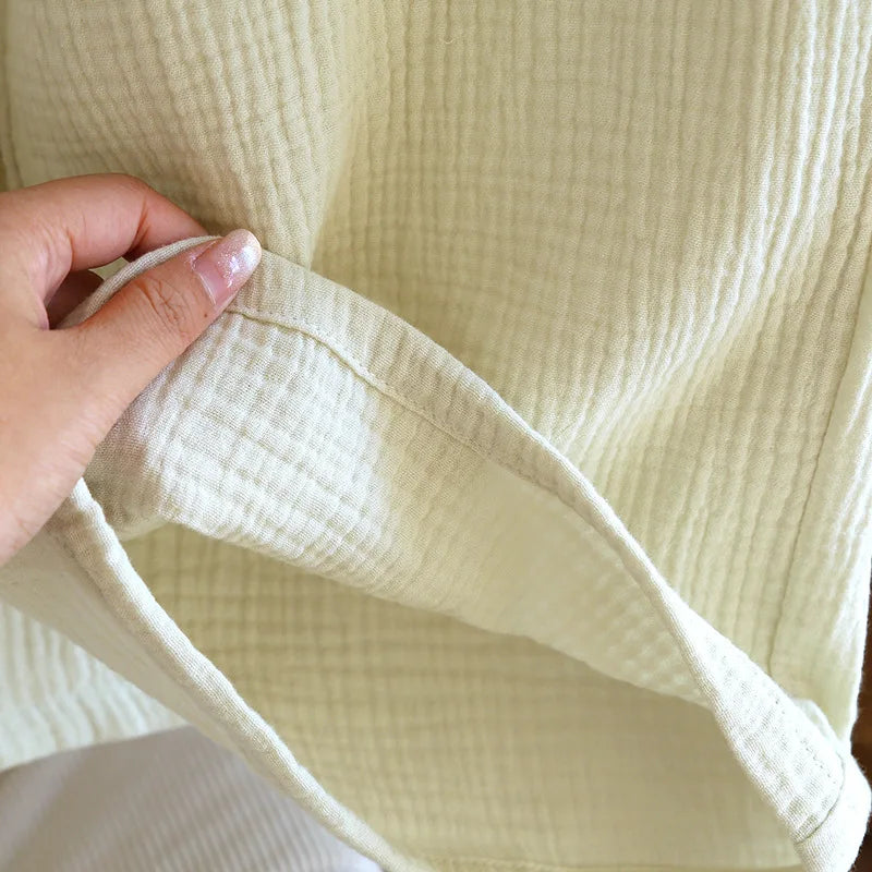 Solid Color Wide-leg Pants Double-layer Cotton Pajama Pants Thin Style Loungewear