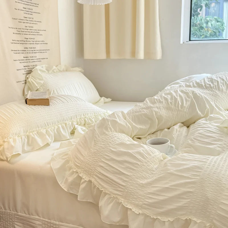 Lace Bed Sheet Quilt Solid Duvet Cover