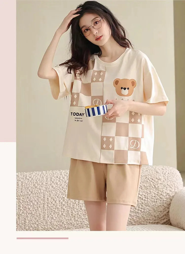 Oversized Loose-Fitting Short-Sleeved Short Pants Set