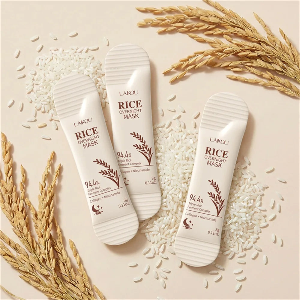 Rice Raw Pulp Whitening Sleep Mask Dark Spots Remover Fade Melanin Reduce Fine Lines Brighten Essence Korean Beauty Skin Care