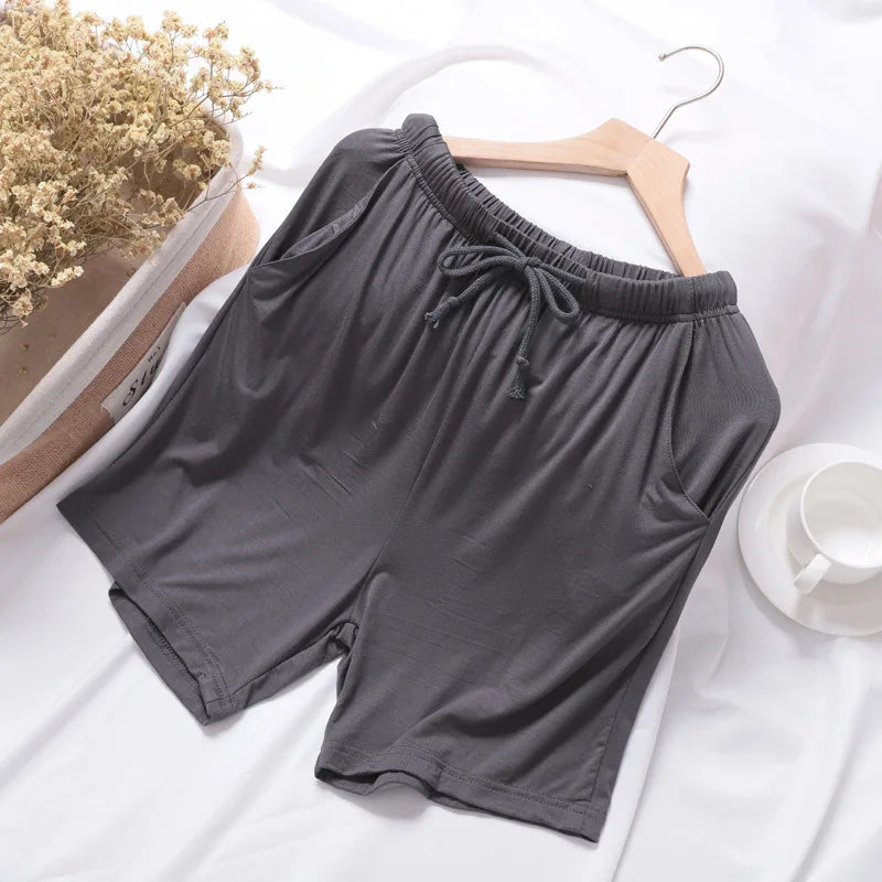 Loose Elastic Waist Solid Sleep Bottoms