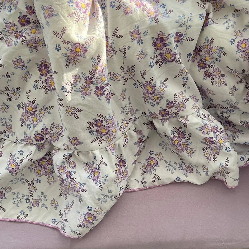 Princess Style Floral Ruffles Bedding Set Skin-friendly Soft Duvet Cover Set Bed Sheet Or Bed Skirt Pillowcases