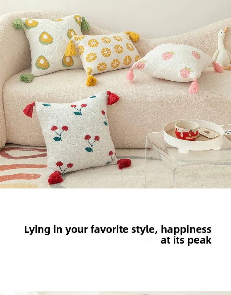 Tussle Style Plush Pillowcase Flower & Fruit Patterns
