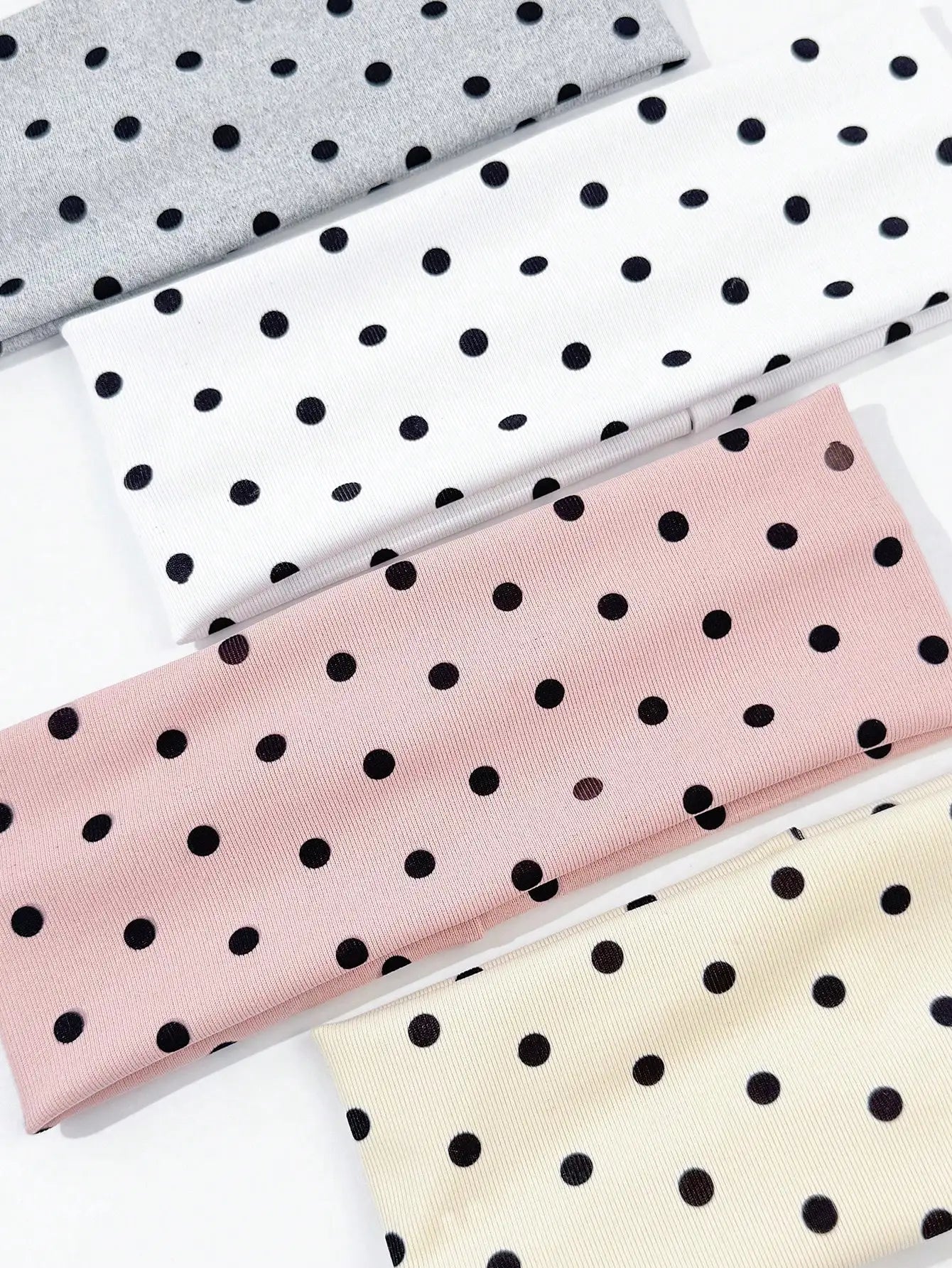 Ladies Polka Dot Print Wide-Edge Elastic Hair Band Face Makeup Sports Headband 4pcs/set