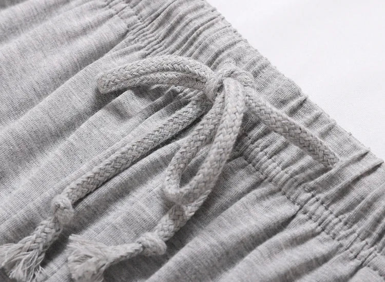 Loose Elastic Waist Solid Sleep Bottoms