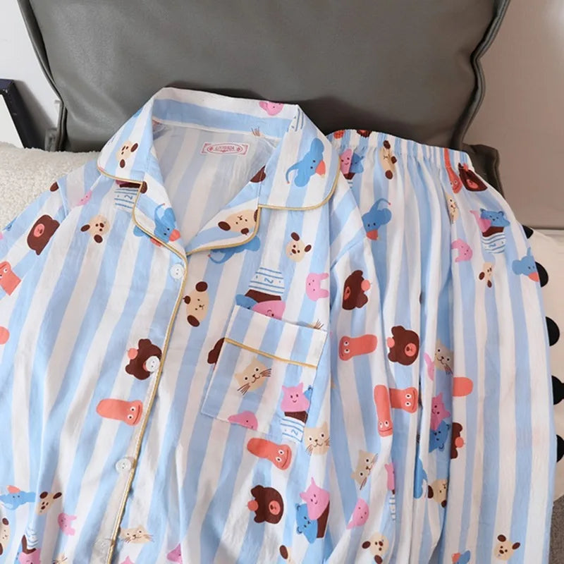 Sweet Cartoon Print Harajuku Style Cute Fashion Two-piece Set